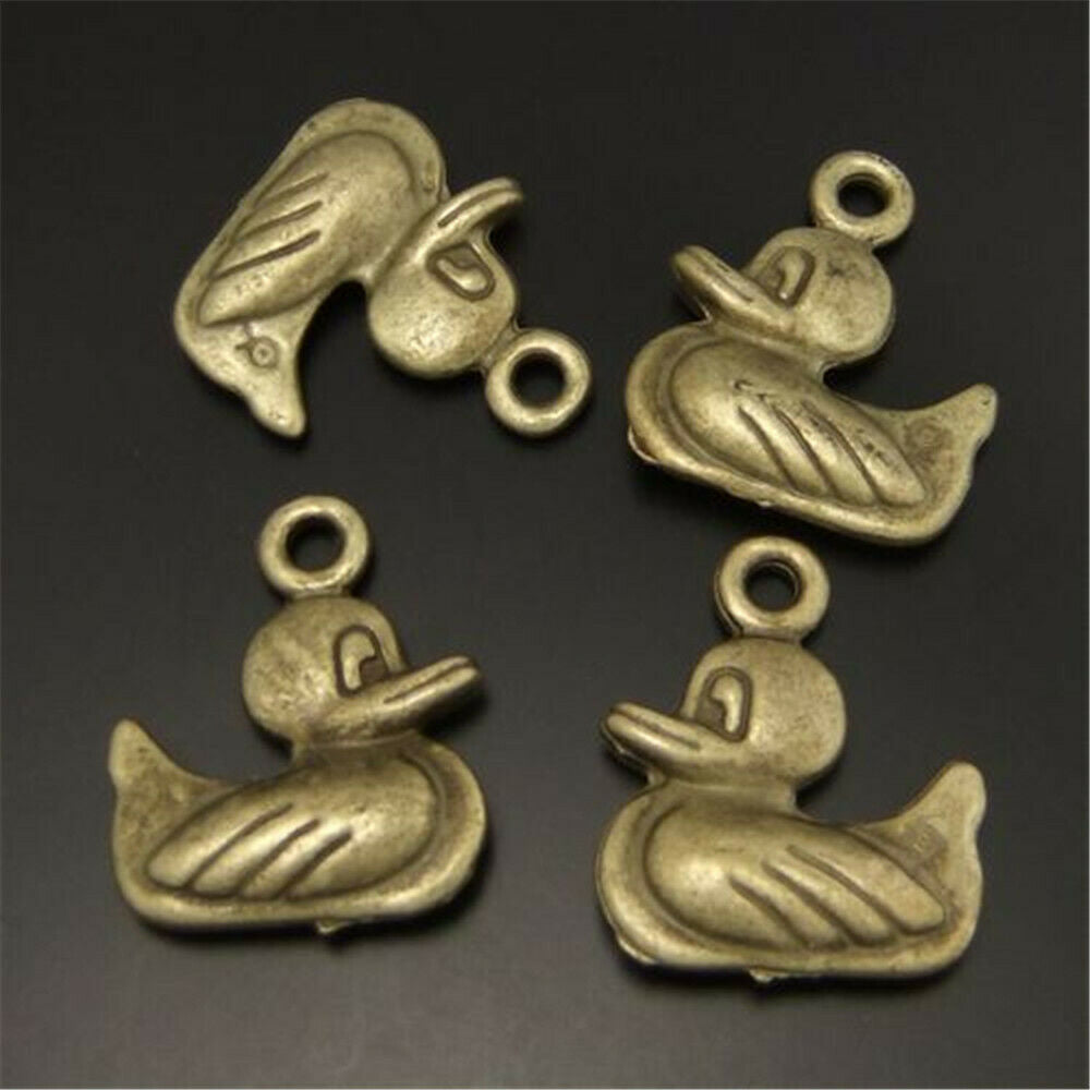 25 pcs Retro Bronze Alloy Bird Bracelet Charm Duck Pendant Jewelry Craft 14*16mm