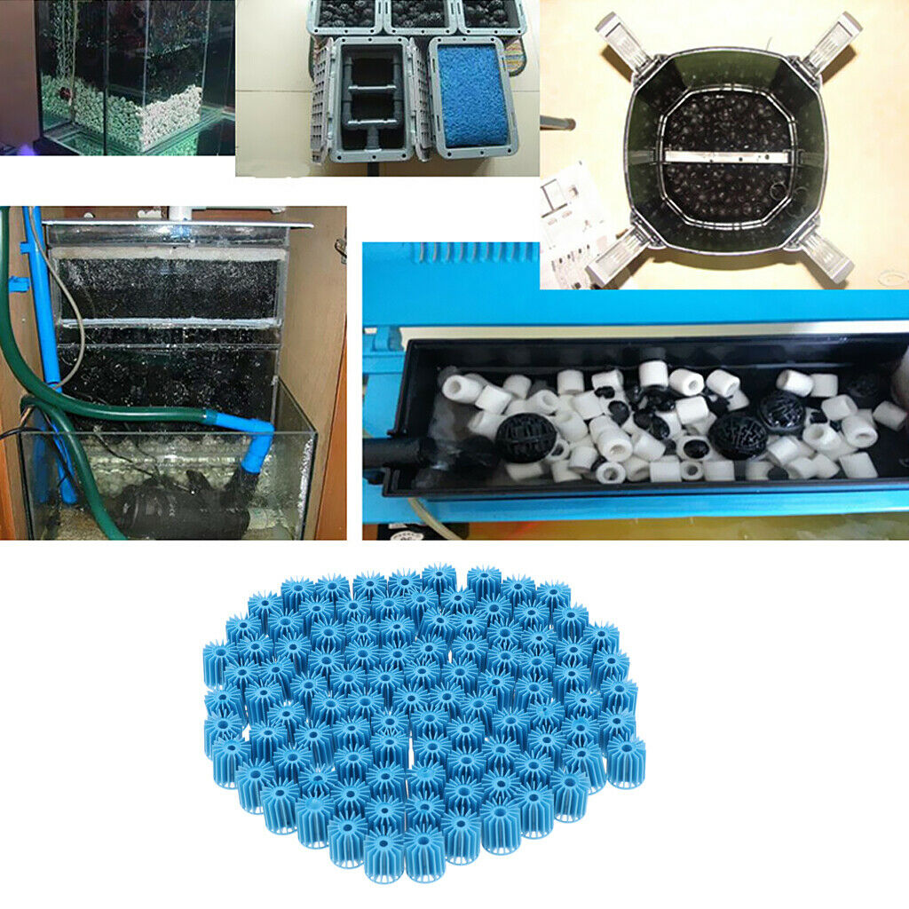 100x aquarium filter sieve 15mm dia. Blue biochemical bio ball