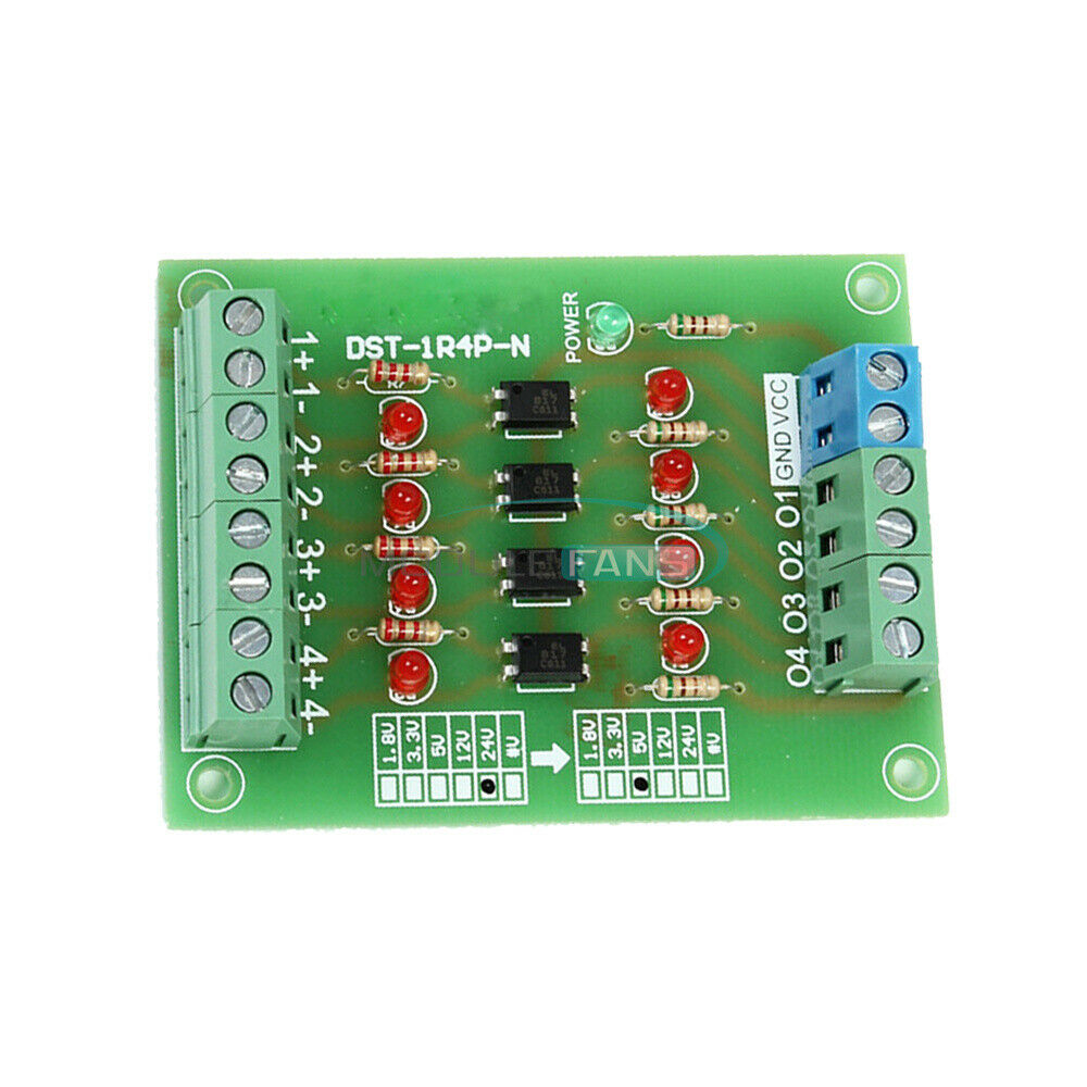 5V-24V 4-Channel PLC Signal Converter Level Voltage Board 4-Bit Optocoupler