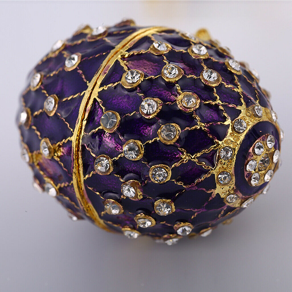 Creative Easter Egg Jewelry Box Rhinestone Trinket Holder Storage Desk Decor