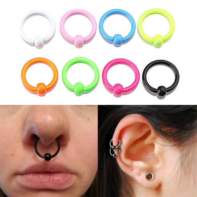 8Pcs Closer Ring Nose Lip Ring Ear Helix Cartilage Piercing Jewel.l8