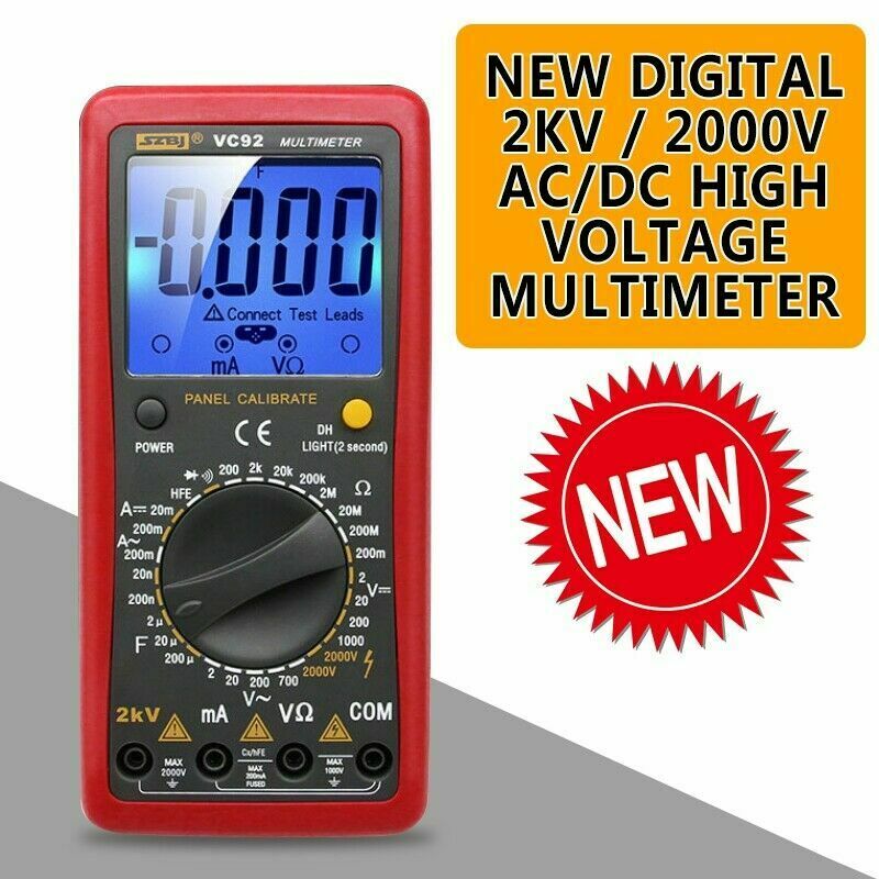2021 Digital 2000V AC/DC High Voltage Multimeter Voltmeter Tester