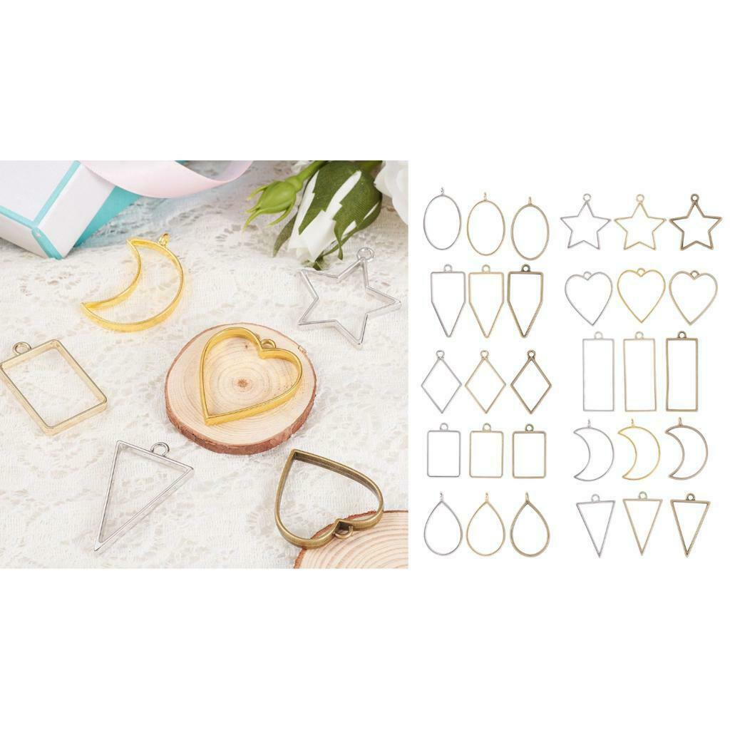 30x Open Bezel Charm for Jewelry Findings DIY Geometric Hollow