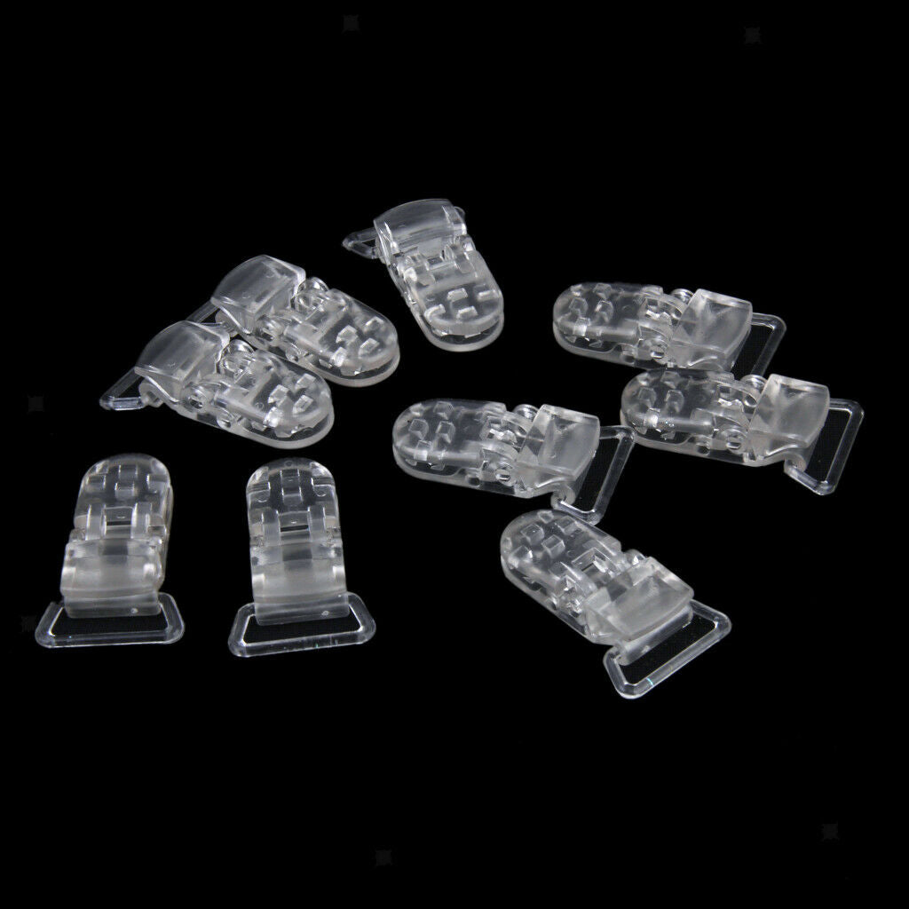 20pcs Clear Plastic Bib Soother Pacifier Clips Suspender Dummy Holders