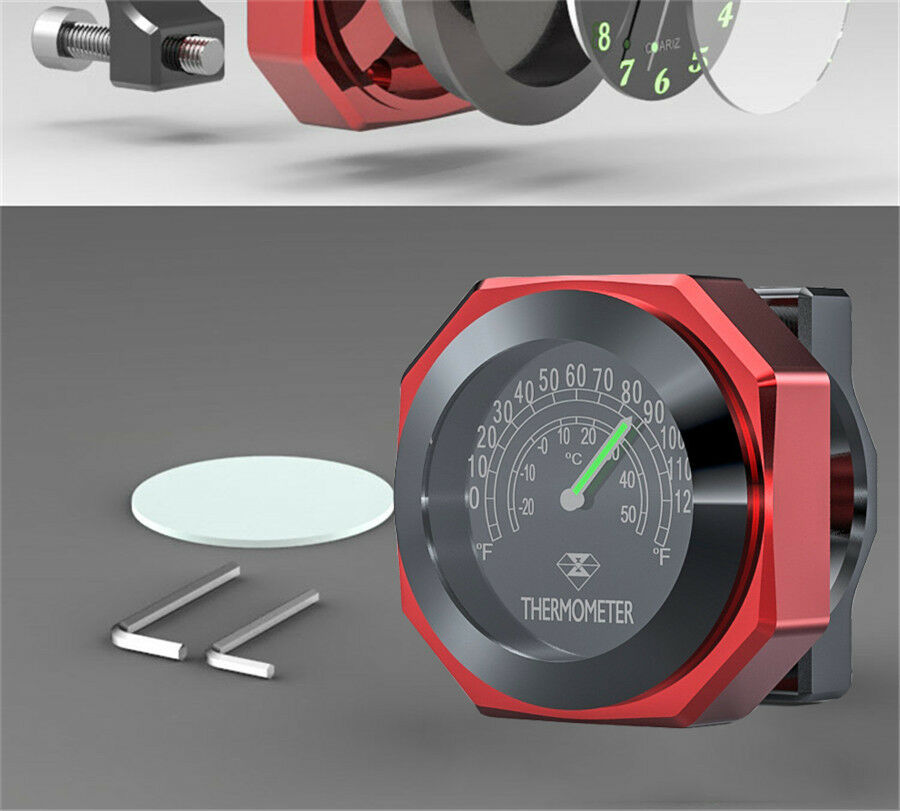 Black Universal Motorcycle Save Energy Modified Waterproof Luminous Thermometers