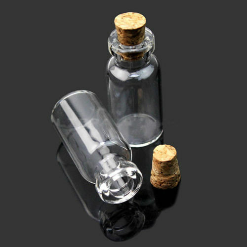 100PCS Small Bottles 0.5ml 11x18mm Clear Cork Vials Glass Bottles Wishing Bottle