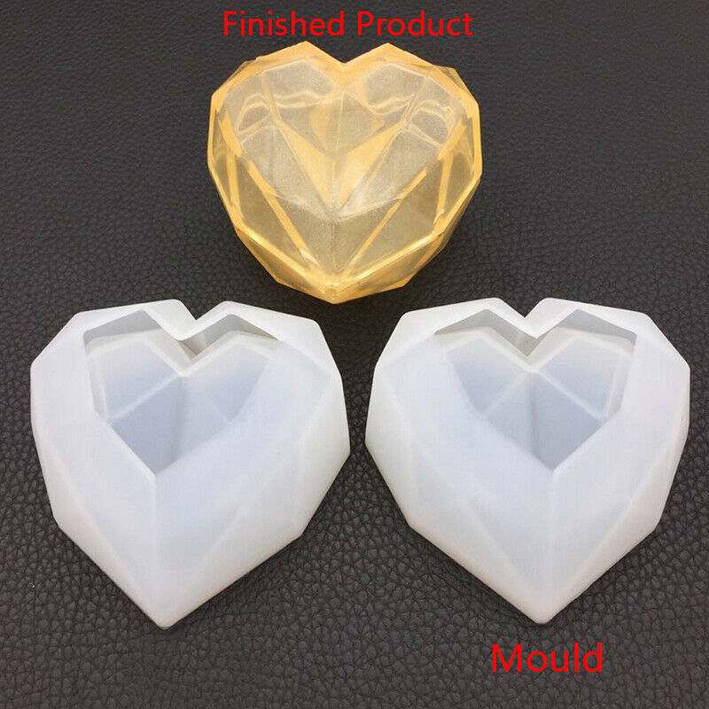 2PCS Silicone Heart Design Storage Box Mold Making Mould Casting Free Cra.l8