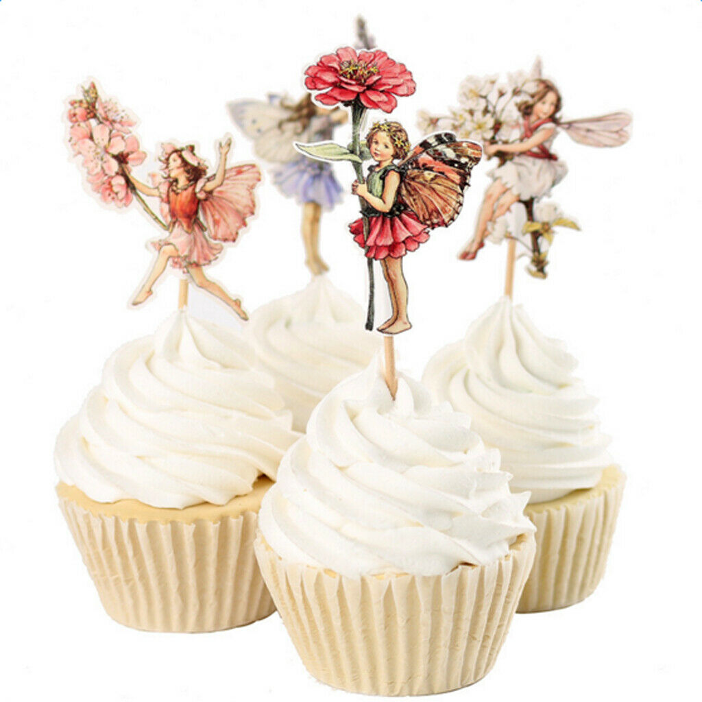 24x Flower Fairy Pixie Cupcake Cake Topper Birthday Baby Shower Party Favor