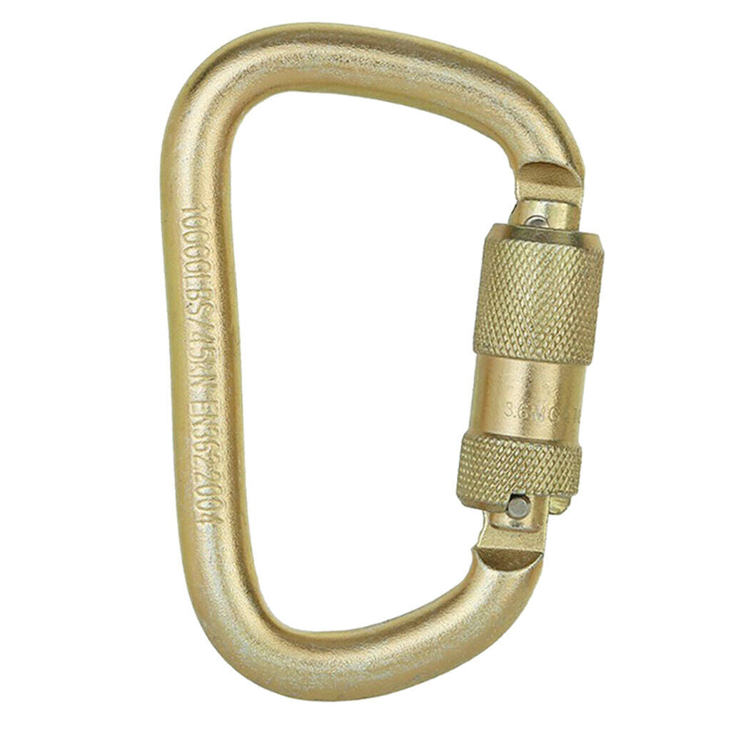 Heavy Duty D Shaped Carabiner Safety Buckle for Outdoor Rock Climbing Golden