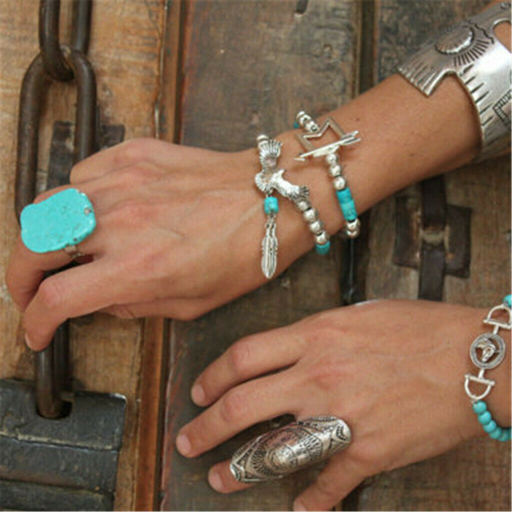 1 Pc Tibetan Alloy Finger  Carved Punk Adjustable  -
