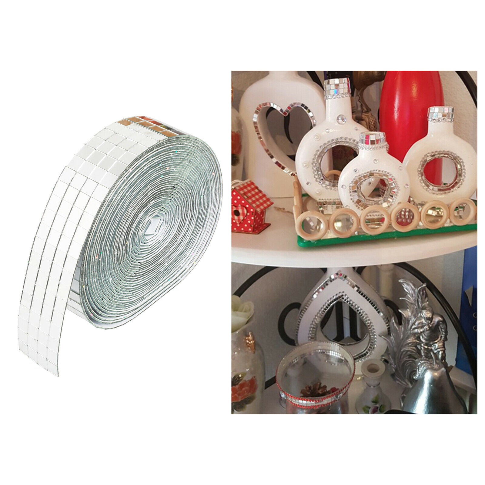 1 roll 1464pcs real glass mirror mosaic tile stickers for crafts