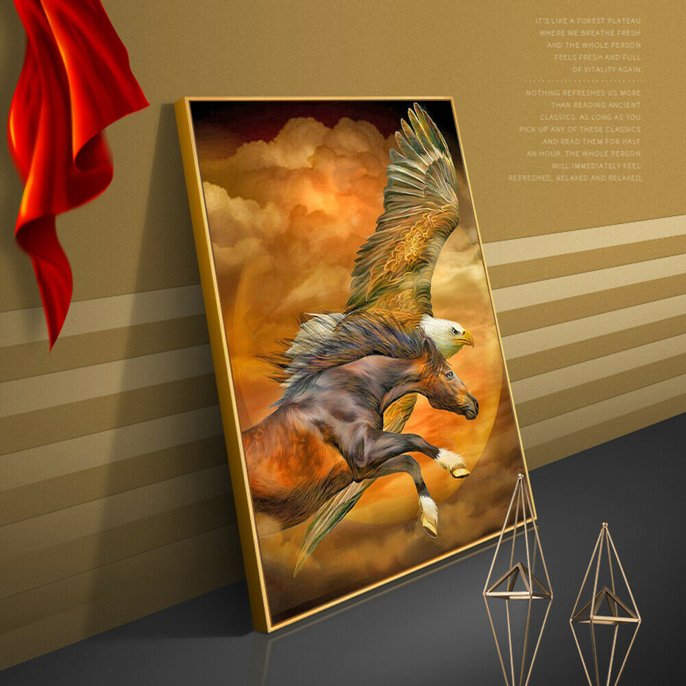 Full Eagle and Horse Picture Diamond Painting Kit Drill DIY 5D Round Craft @