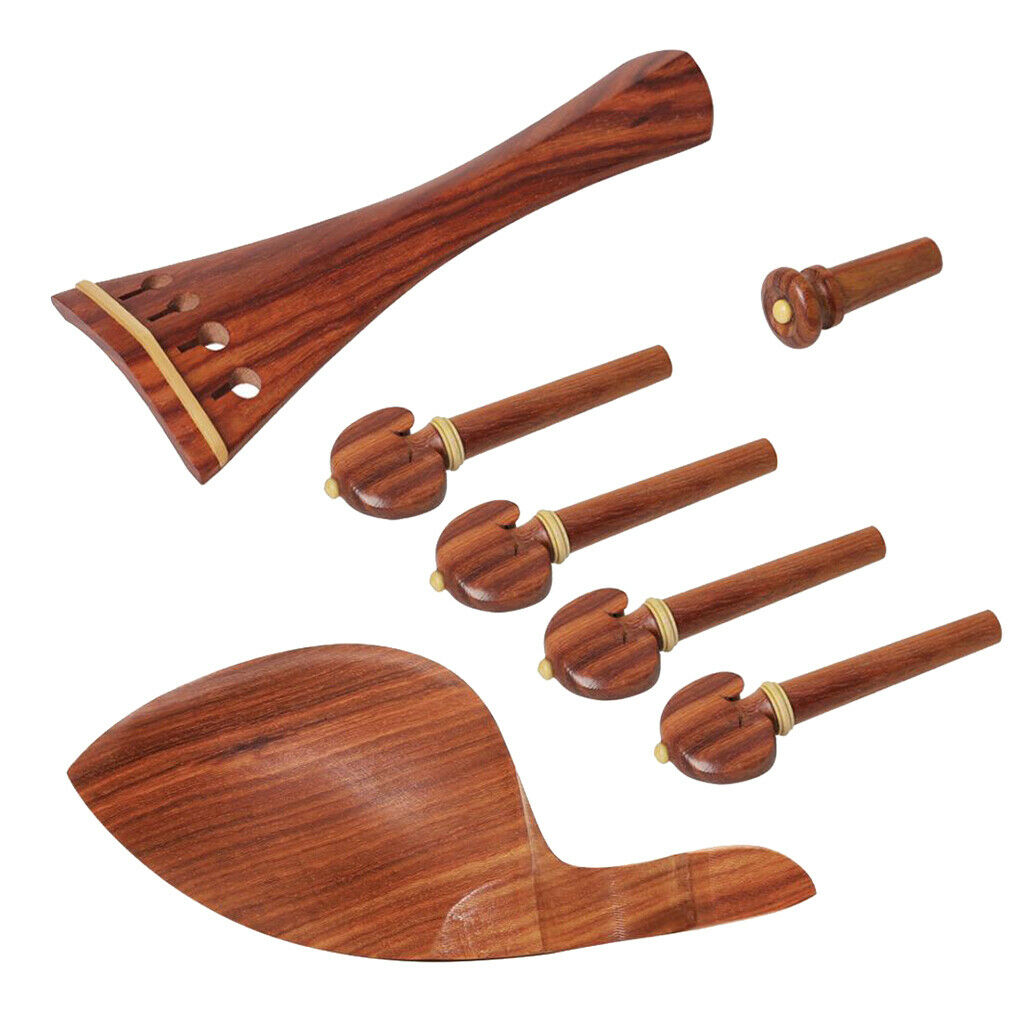 4/4 Violin Fiddle Accessories Tailpiece, Tuning Pegs, Endpin, Chin Rest Set