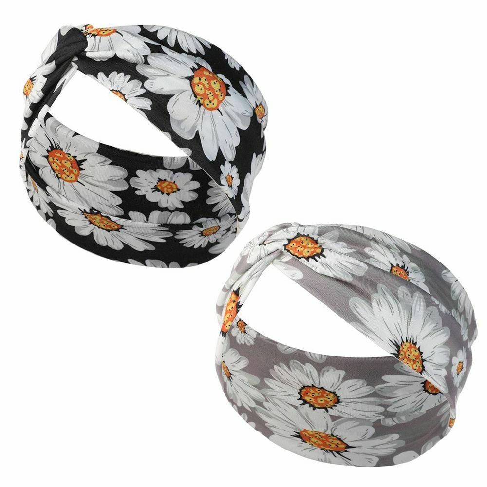 Turban Head Wrap Daisy Headband Women Sports Hairband Cross Stretch Headband