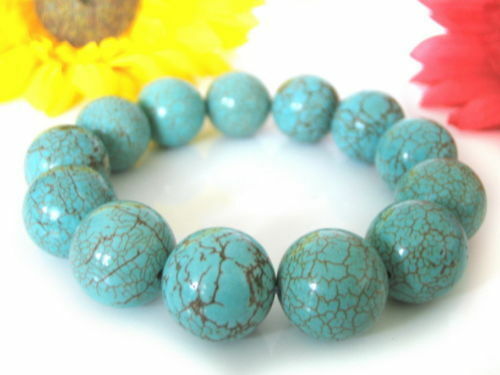 New 7.5"Bracelet made of turquoise in ball form 12mm AAA+0088