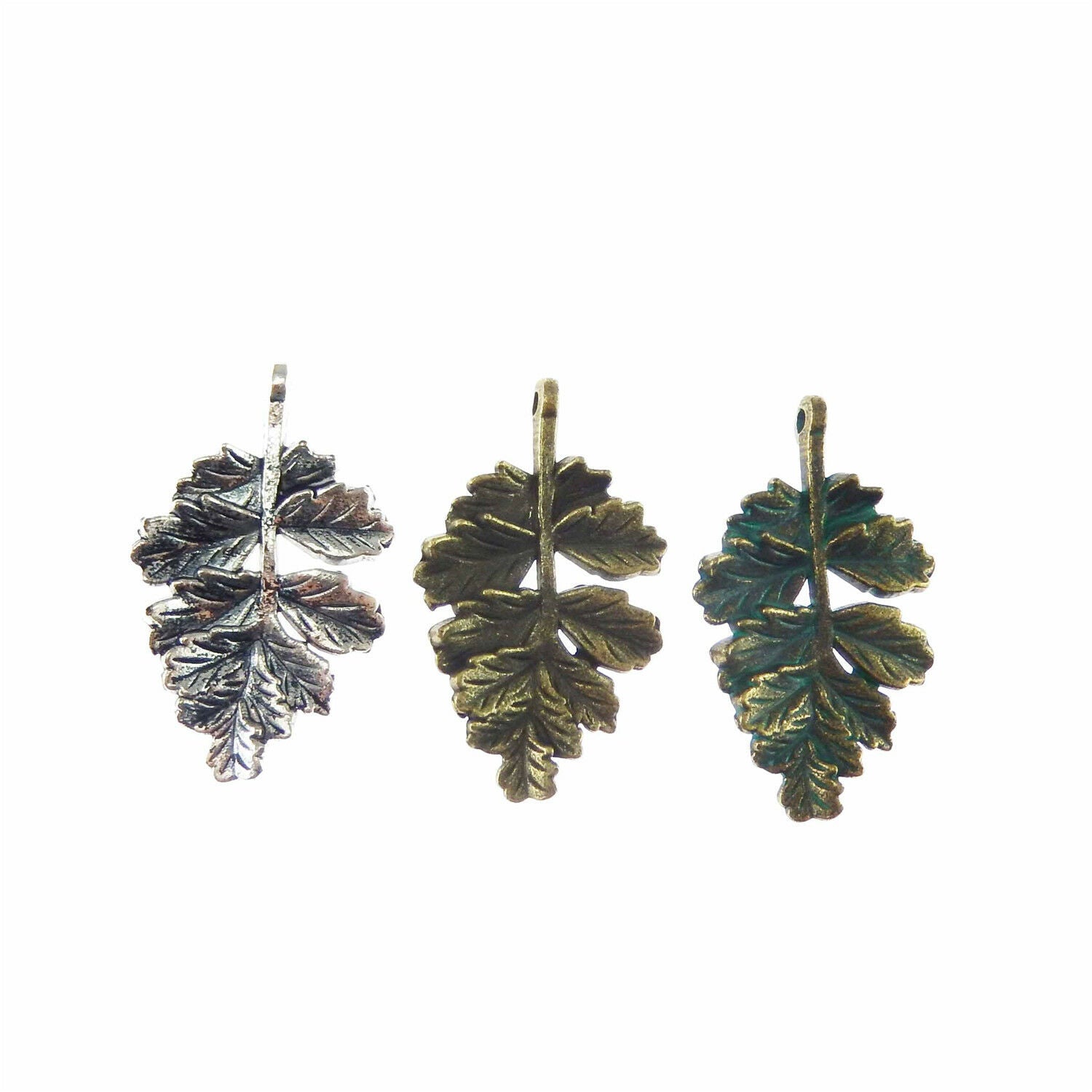 Mixed Colors Zinc Alloy Jewelry Crafts Mini Leaf Look Charms Pendant 15pcs 52624