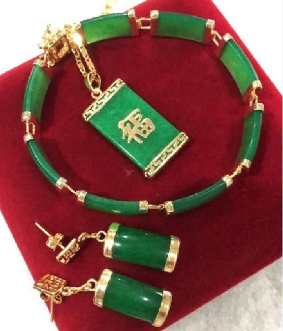 New - fashion beautiful green jade jewelry set AAA