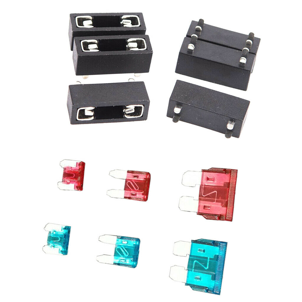 Pack of 6 Fuse PCB Panel Brackets 6 X 20mm + 10A 15A Mini Small Medium