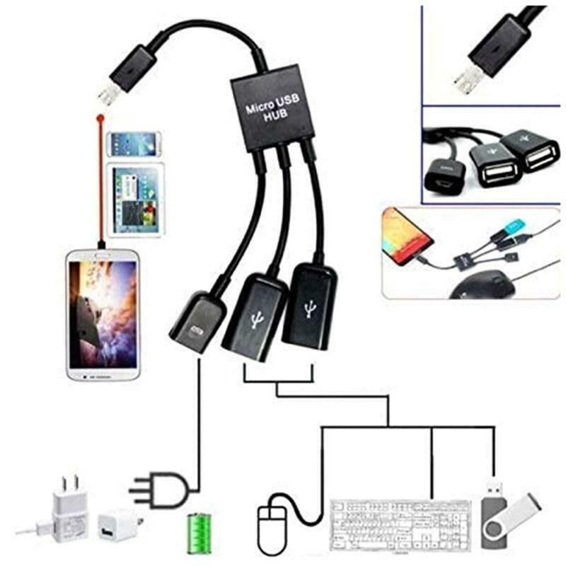 3 in 1 Fast USB Hub Cable Phone Charging Cord Multi Function 3 Ports Universal