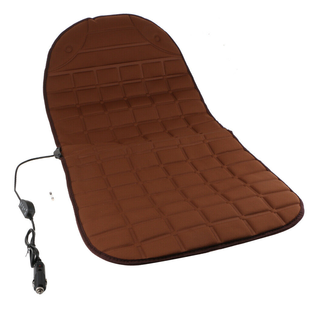 Heated Car Seat Chair Cushion, Electric Heating Warmer Pad Hot Cover Brown