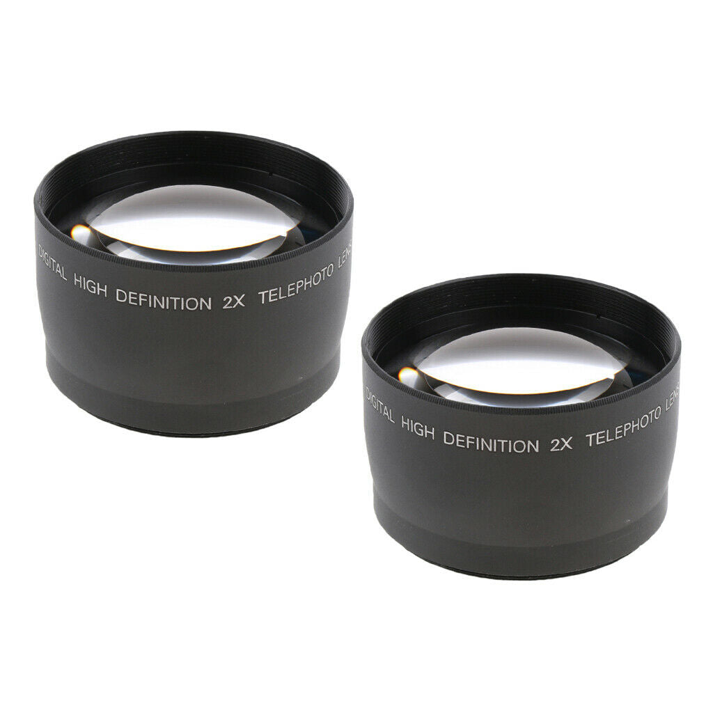 Set of 2 58 mm 2X Magnification HD Telephoto Lens for Canon DSLR Camera