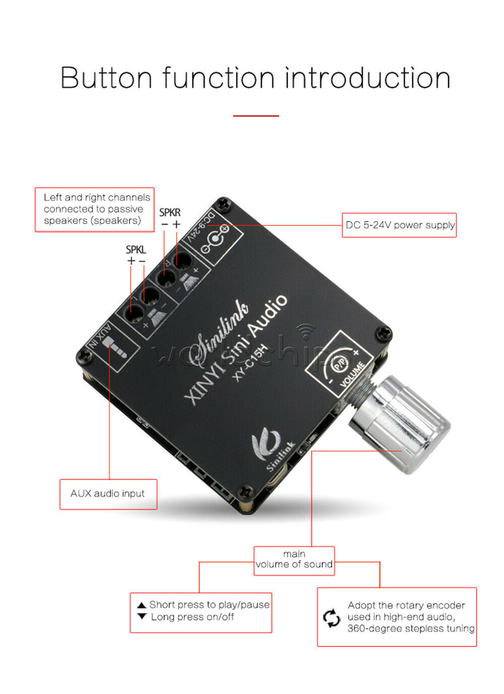 Stereo Bluetooth Audio Digital Power Amplifier Board Module Dual-Channels 2*20W