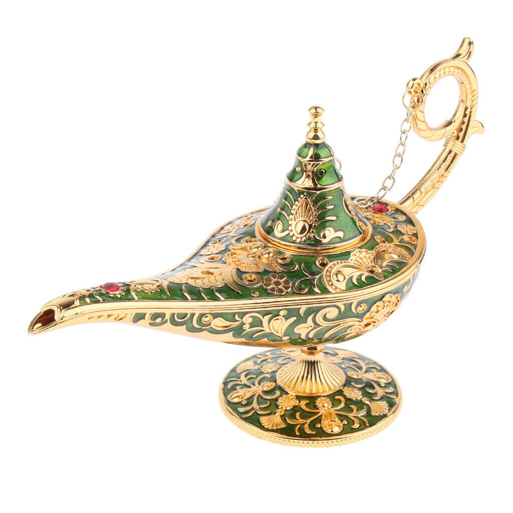 Aladdin Genie Lamp Wishing Tea Oil Pot Decoration Collection Arts Gift Green