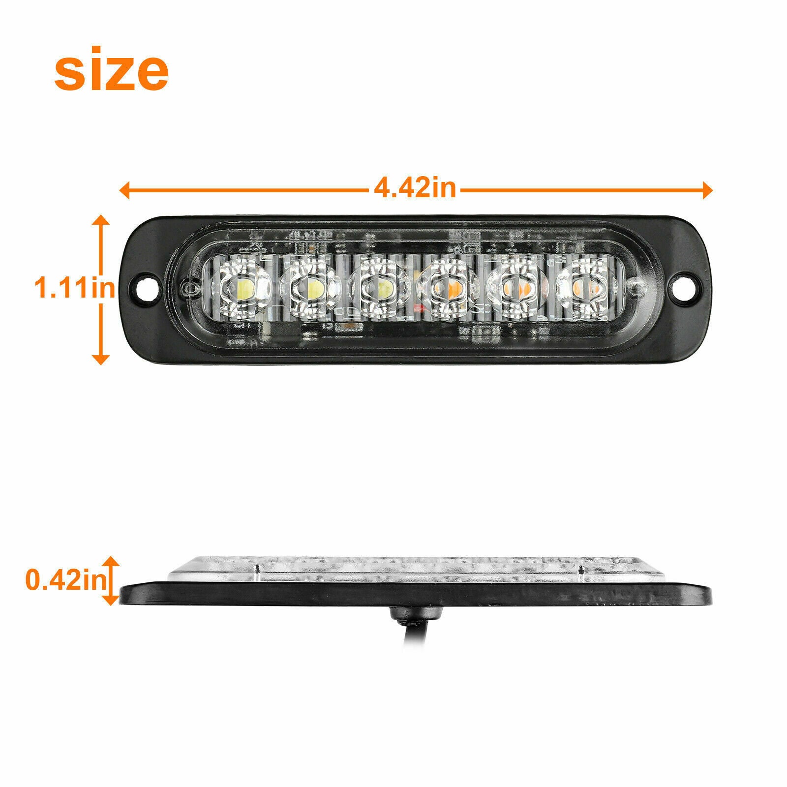 4X Amber/White 6LED Car Truck Emergency Beacon Warning Hazard Flash Strobe Light