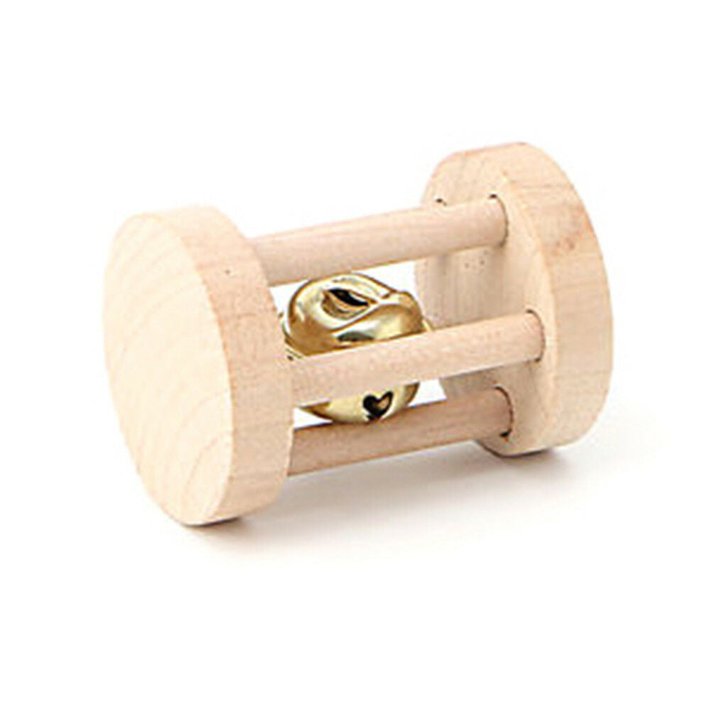 1PC Natural Wood Chew Toys Bell Roller Dumbells For Pet Rabbits Hamsters R.l8
