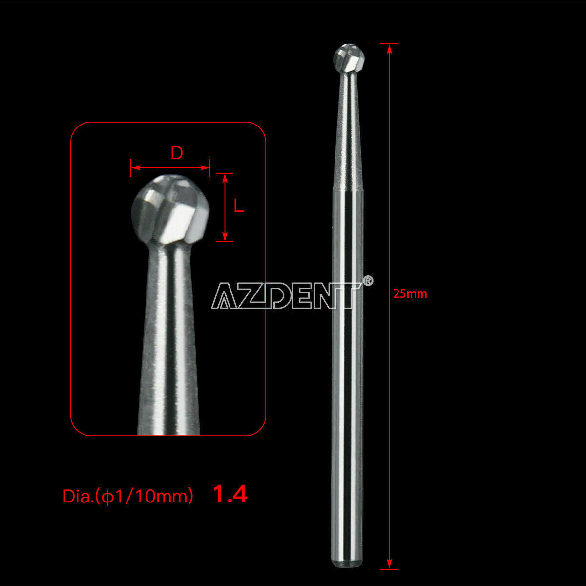 5 boxes Dental Surgical Tungsten Carbide Bur Round type 25mm FGXL 4