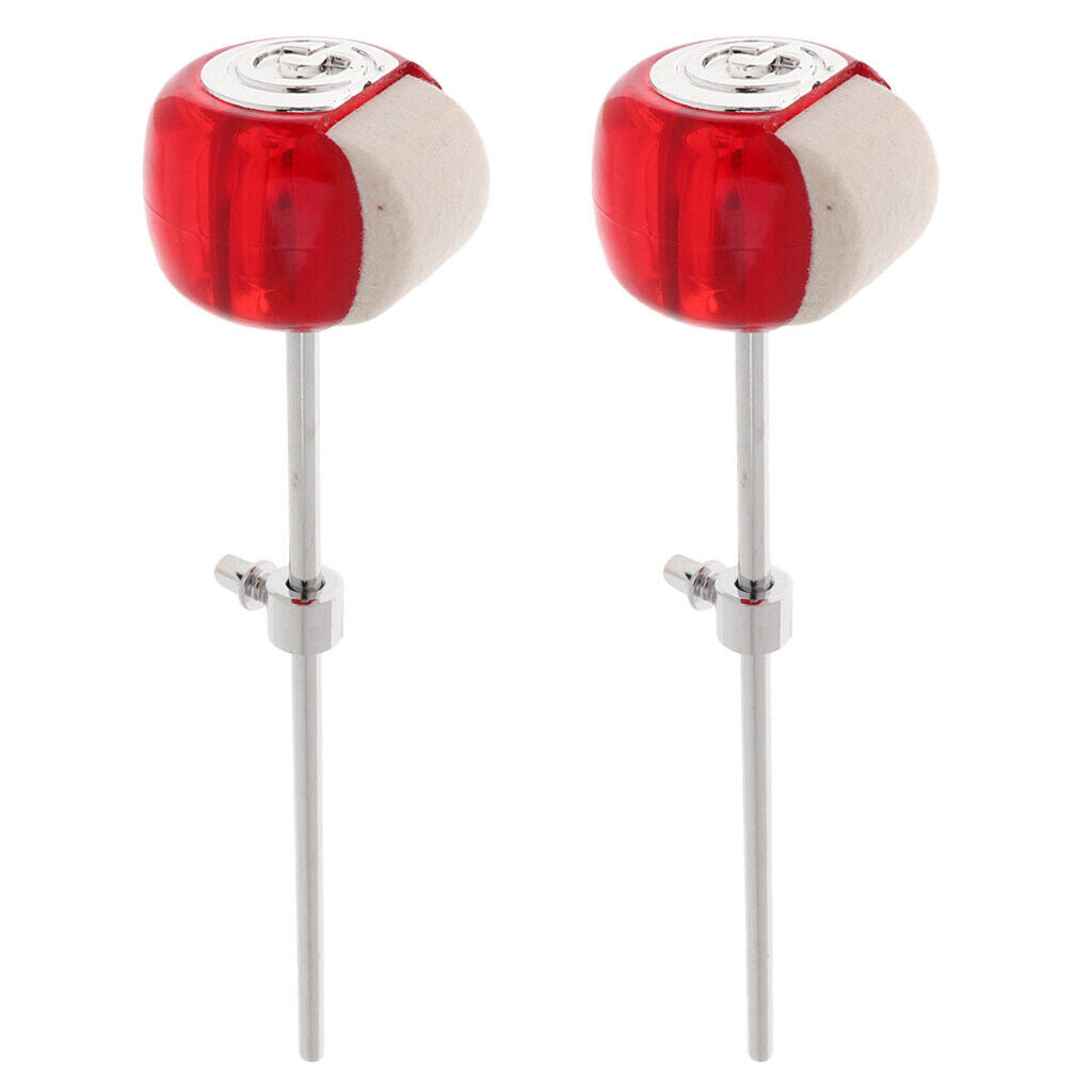 2pcs Bass Drum Hammer Beater Percussion Instrument Replacement Parts Red
