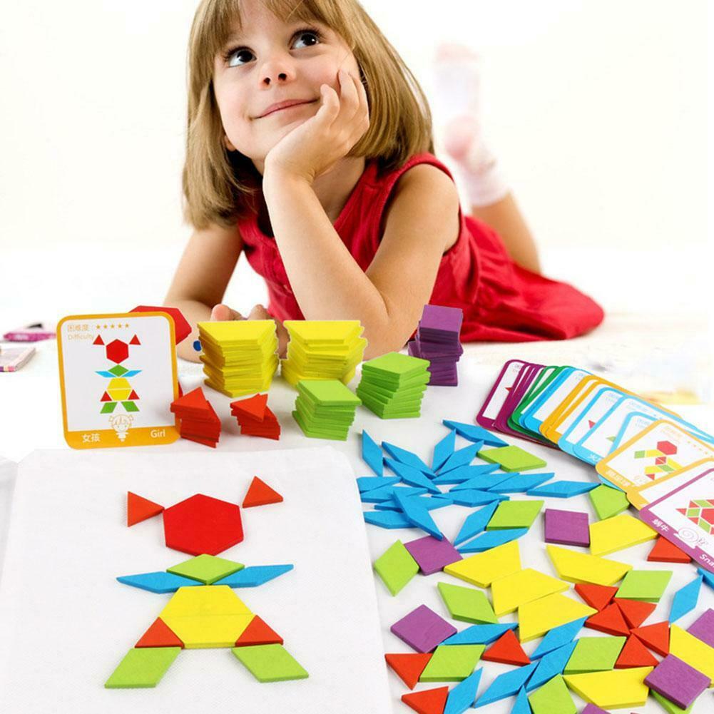 155pcs Kids Colorful Wood Jigsaw Puzzle Game Intelligent Educational Toys AU