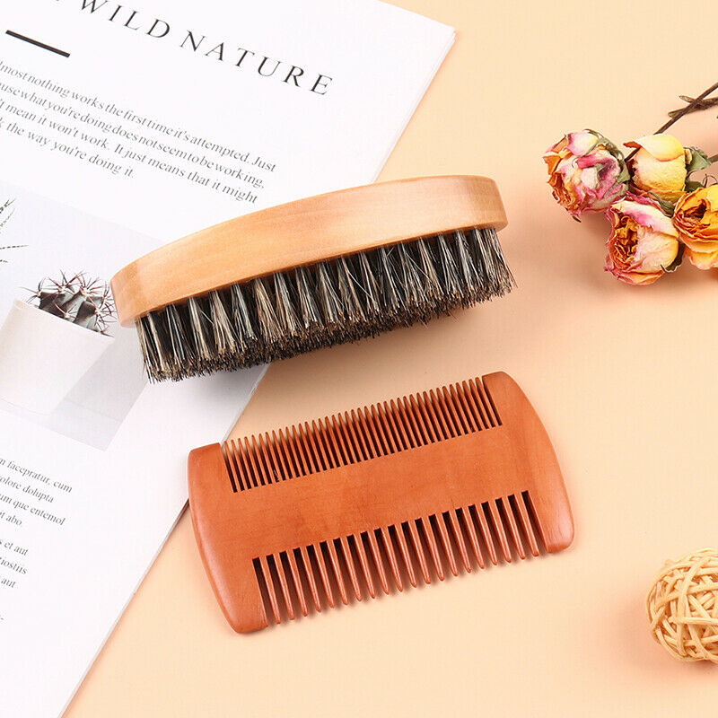 2Pcs/Set Beard Brush Set Double-sided Styling Comb Repair Modeling Cleani.l8