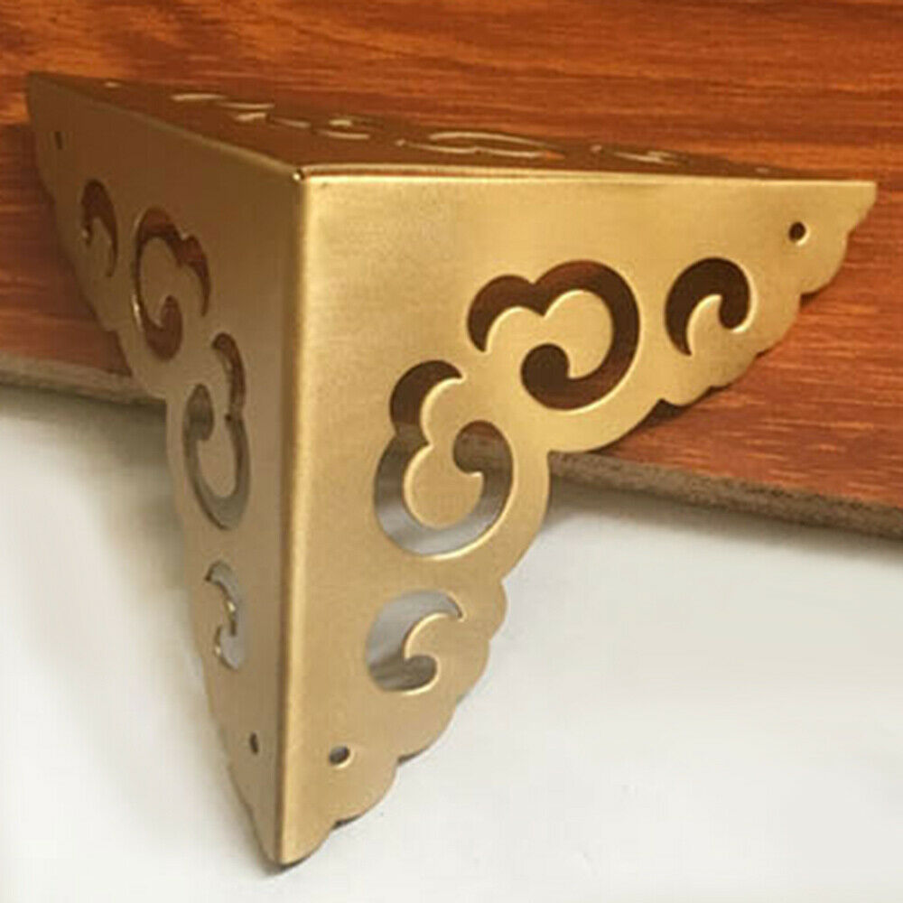 2x Copper Furniture Decorative Corner Desk Chest Jewelry Box Protector Retro