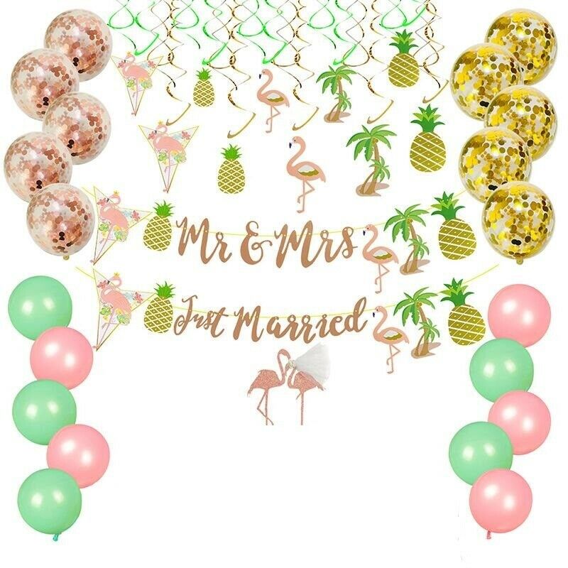 43 Pieces Wedding Party Decoration Hanging Swirls Cake Topper Balloons