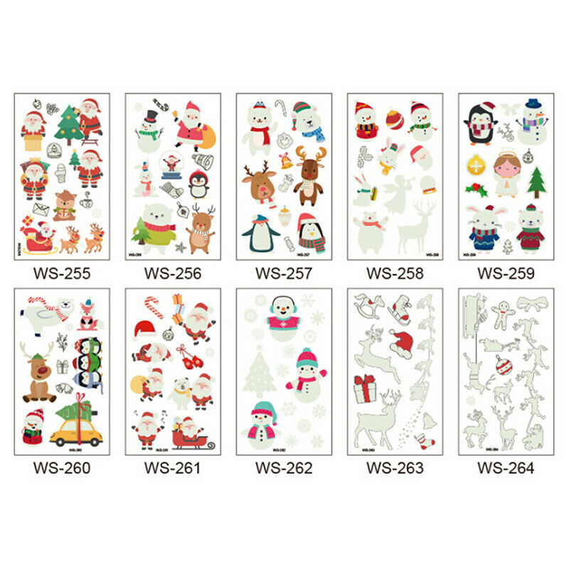 10Pcs Luminous Temporary Tattoo Stickers Christmas Carnival Party DecorationBDD