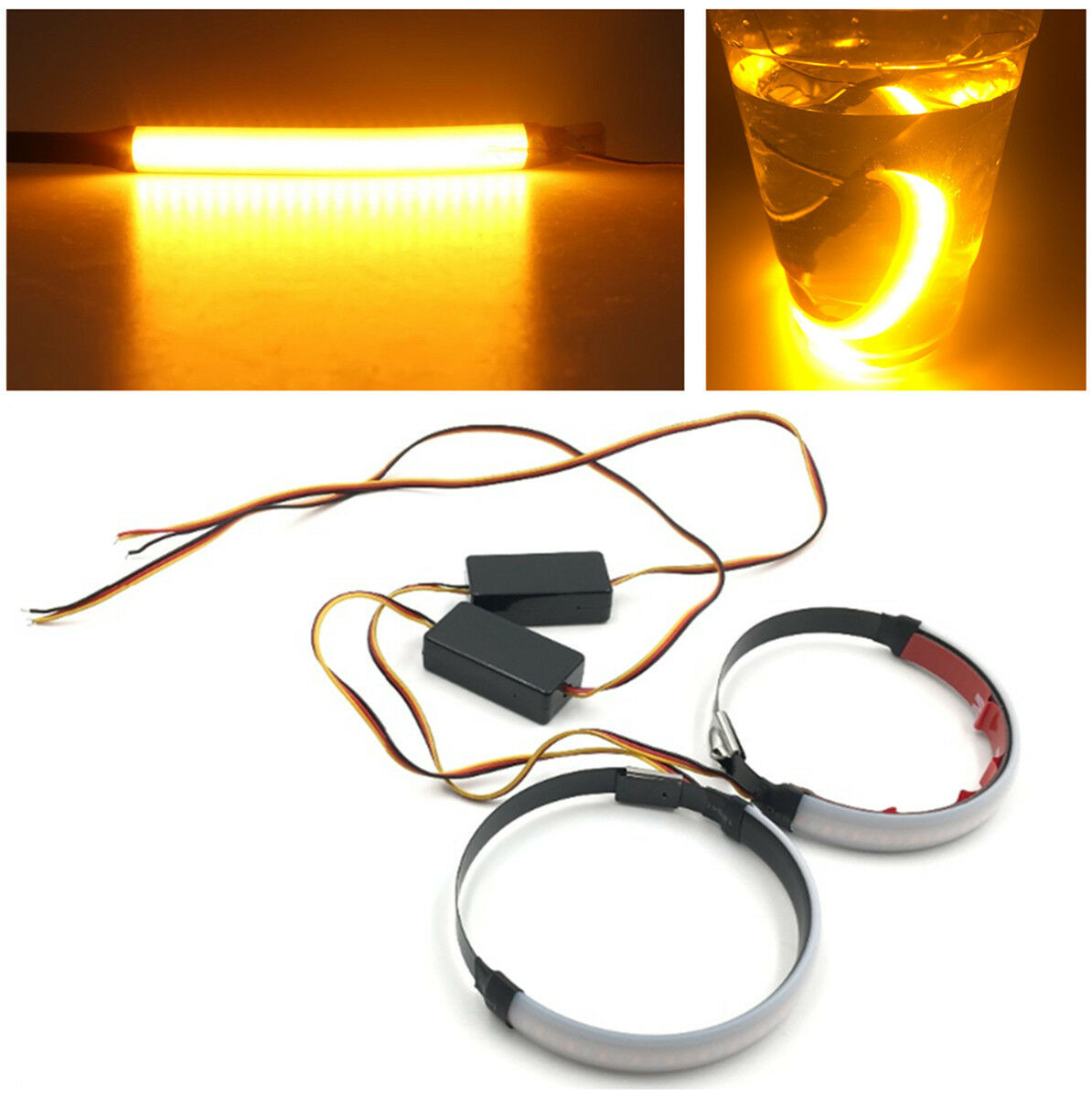 Wrap-around Zip LED Motorcycle Fork Turn Signals 130*11mm LED Strips Waterproof