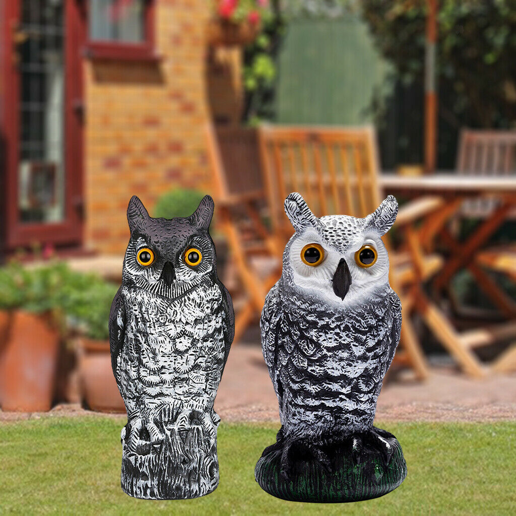 2x Realistic Owl Scarecrow Bird Deterrents Garden Protector Scare Birds Away