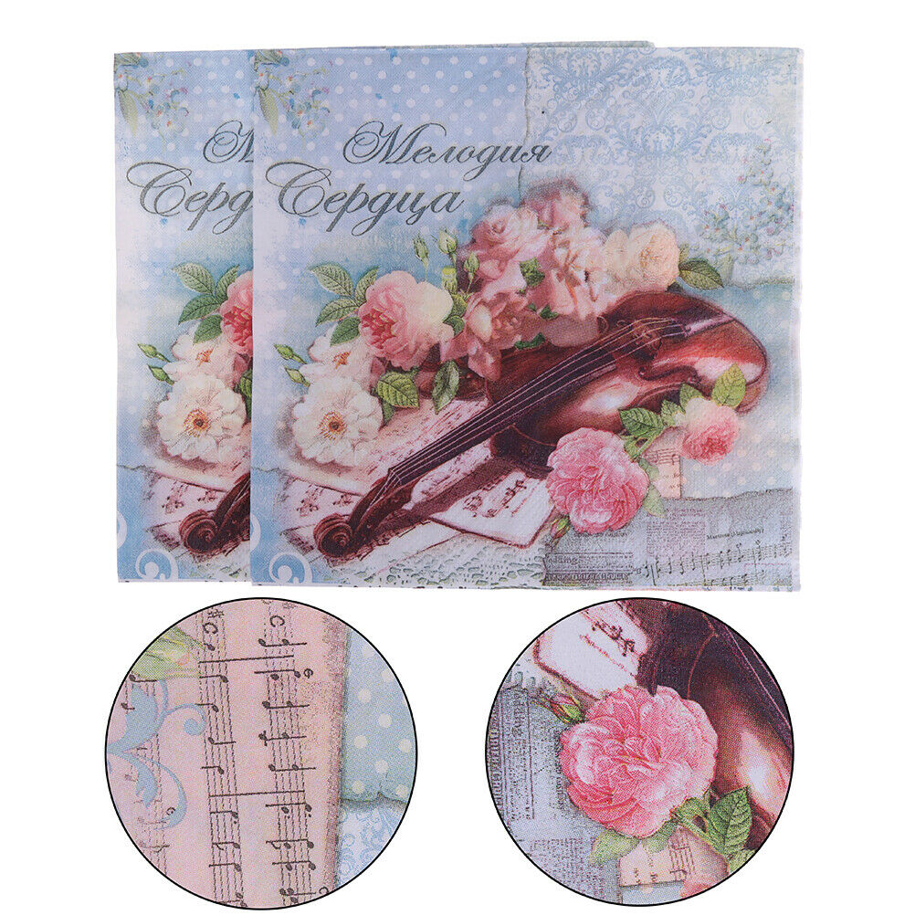 Print Flowers and Music Table Paper Napkins for Party Birthday Wedding Fe.l8