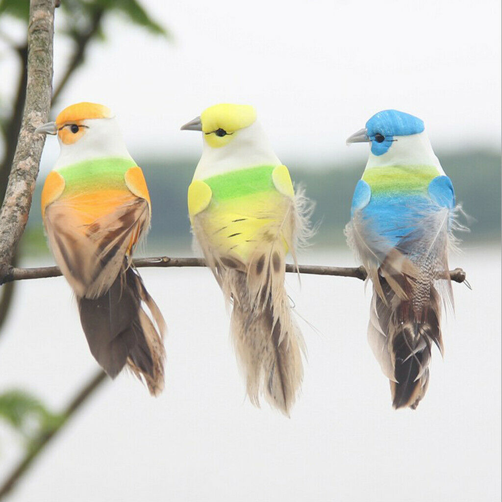 12pc Colorful Artificial Birds Feather Foam Birds for DIY Crafts Party Decor