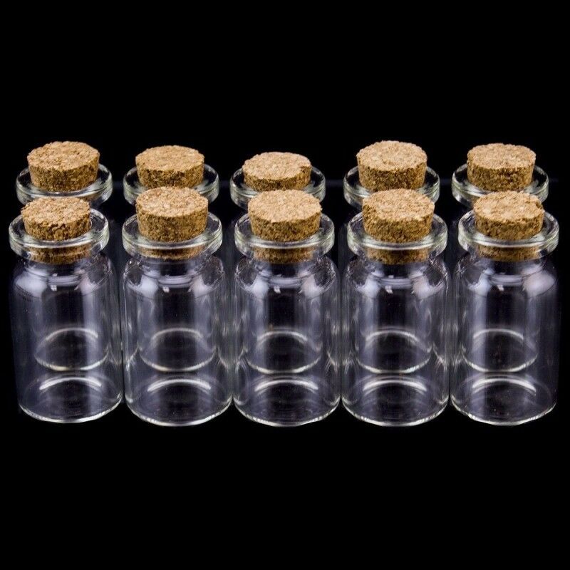 10pcs Empty Clear Glass Bottles 7ml Vials with Corks Sample Jars For Pendant DIY