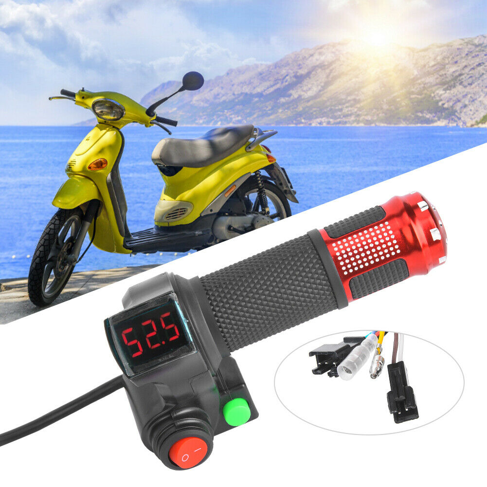E-Bike LED Twist Throttle 12v~99v Universal Electric Scooter Bike Grip Handlebar