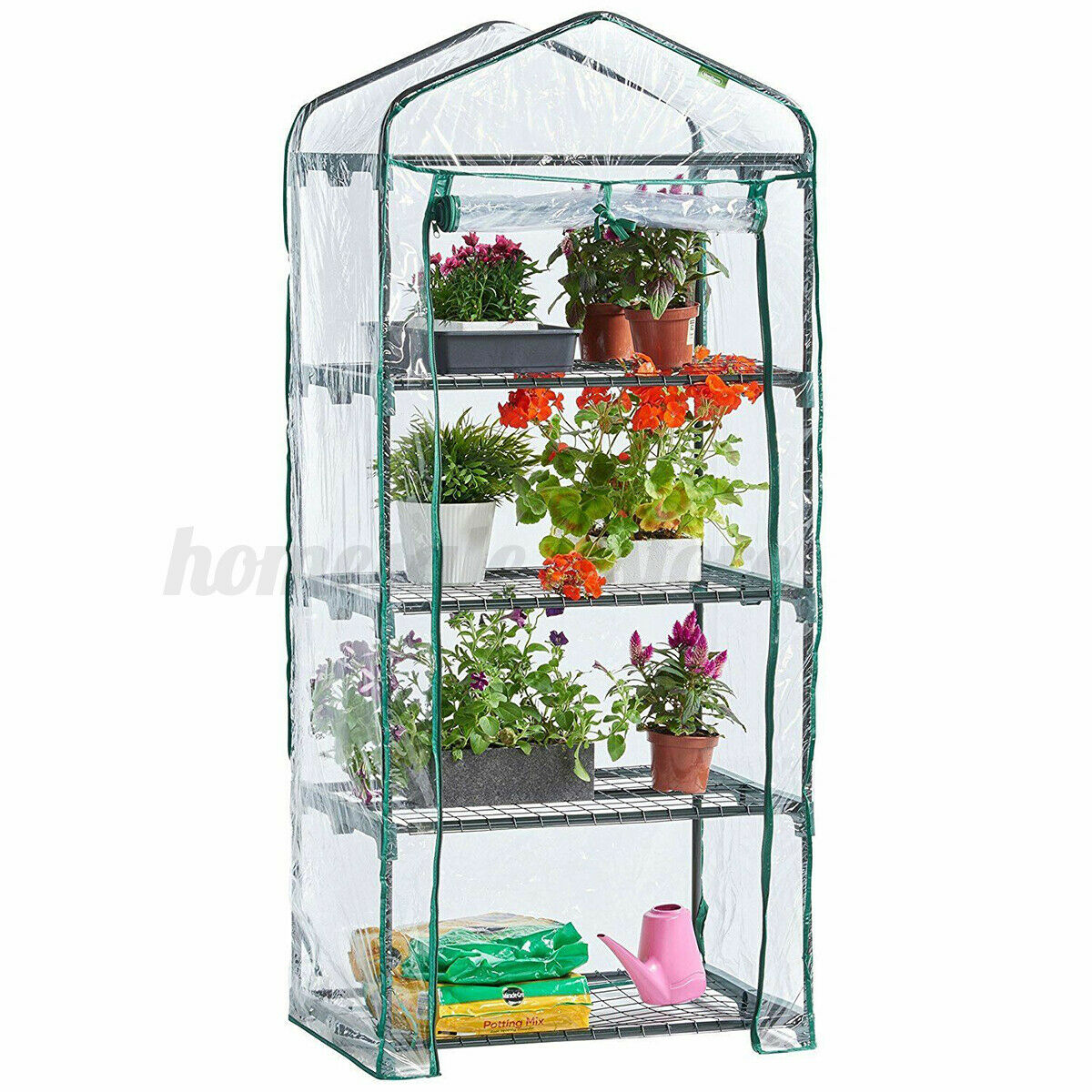 Greenhouse Outdoor PVC Cover Plant Flowers Shelves Walk-in Garden Green House