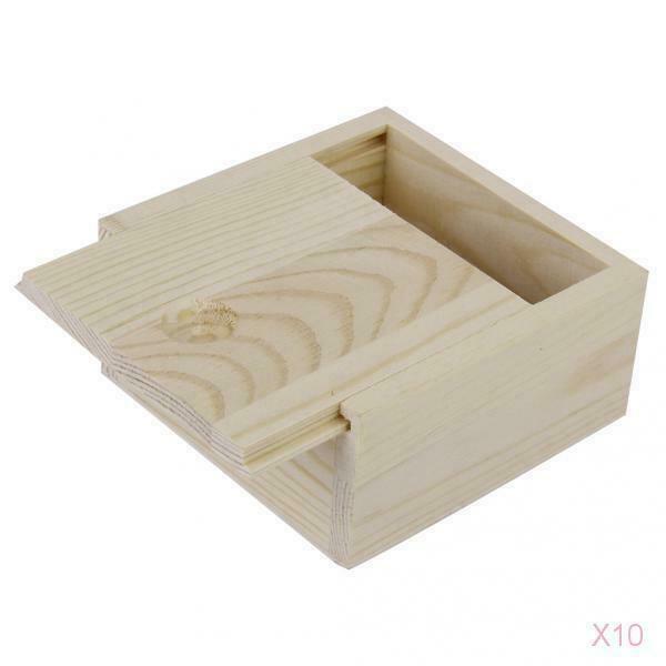 10x Natural Wooden Jewelry Trinket Craft Storage Case Tray Box Holder Organizer
