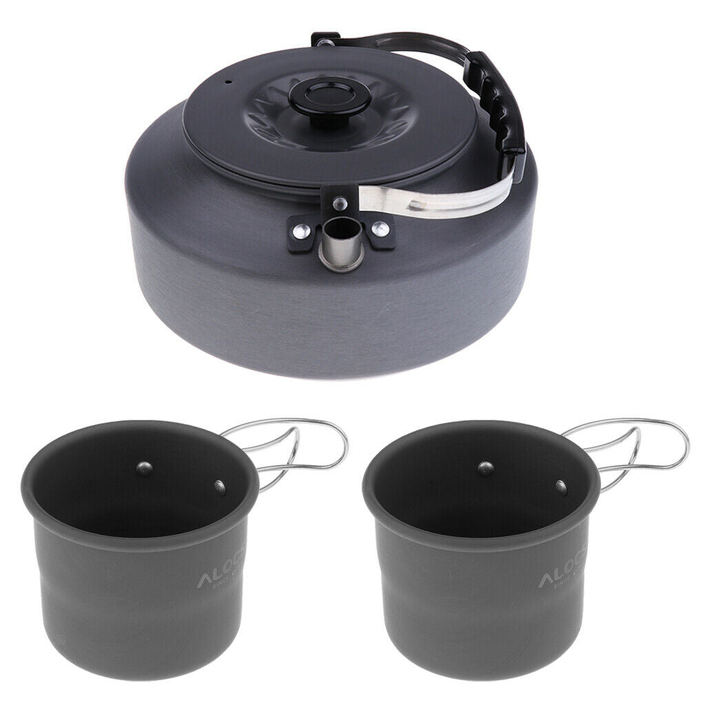 1.6L Aluminum Alloy Water Boiling Cooking Pot Tea Kettle + 2pcs 150ml Coffee Cup