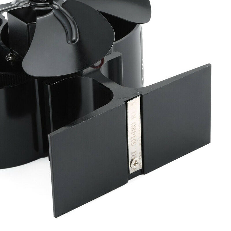 Mini 4 Blade Wood Stove Fan Heat Powered Eco Fireplace Fan Burner Double Motor