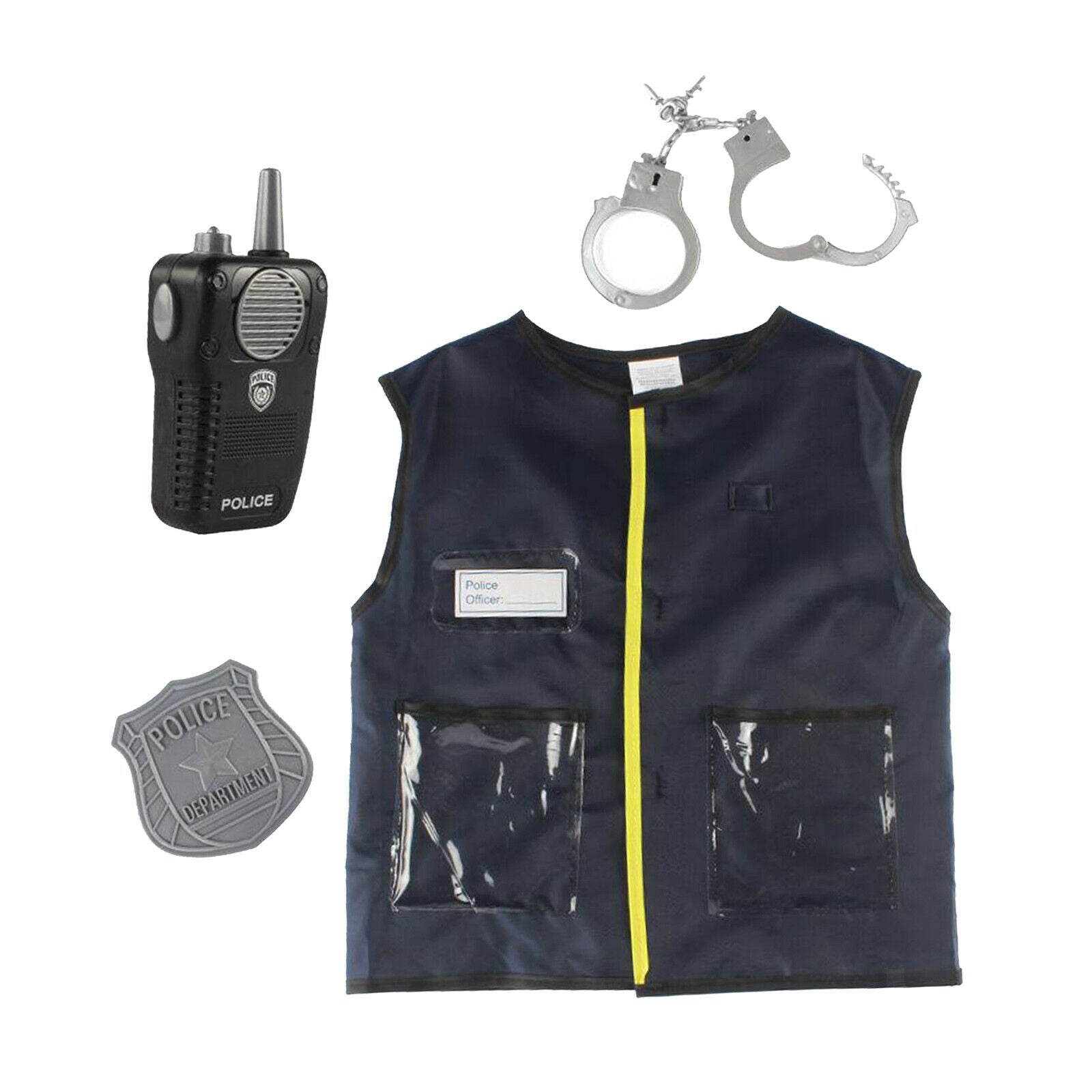 4pcs Unisex Kids Policeman Vest Career Costume Occupation Role Play Clothes