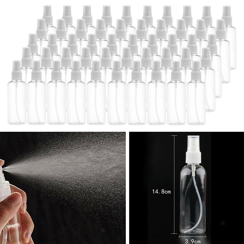 50Pcs 100ml Refillable Fine Mist Cosmetic Bottles Pump for Travel Smaple  Size