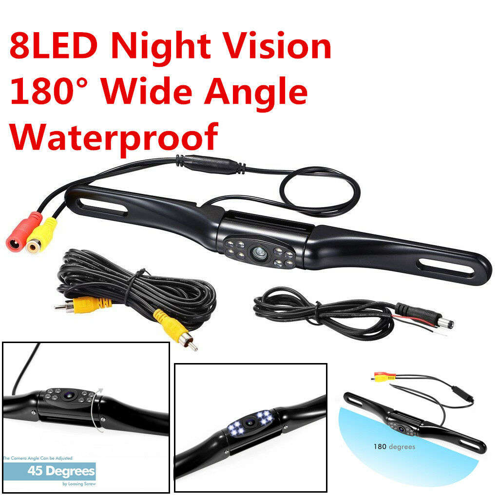 180Â°  8LED Car Rear View Reverse Backup License Plate Camera IR