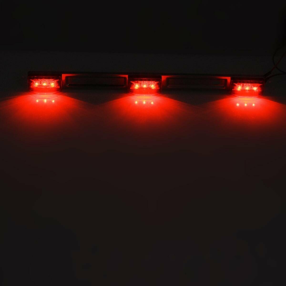 Red 9LED Clearance ID Light Bar Tail Lamp Stainless Steel For Car Truck Trailer